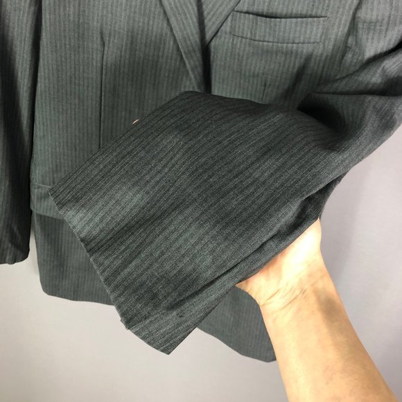 Hickey Freeman Gray Stripe Notch Lapel Wool Suit Jacket Size 48L - Picture 9 of 9